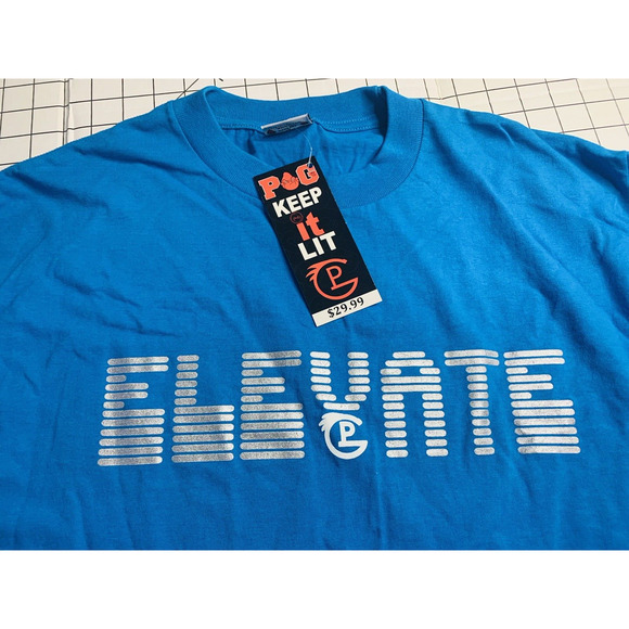 Planet of the Grapes Clothes Blue w/ Silver Elevate Keep It Lit T-Shirt XL NWT - Picture 2 of 10